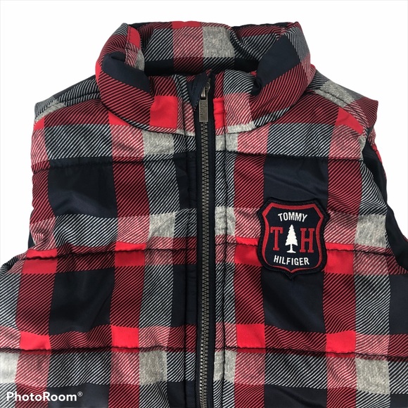 Tommy Hilfiger Puffer Vest Red Blue Grey 24 Months - Picture 3 of 9